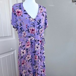 Xhilaration XL Faux wrap dress, Purple/Floral